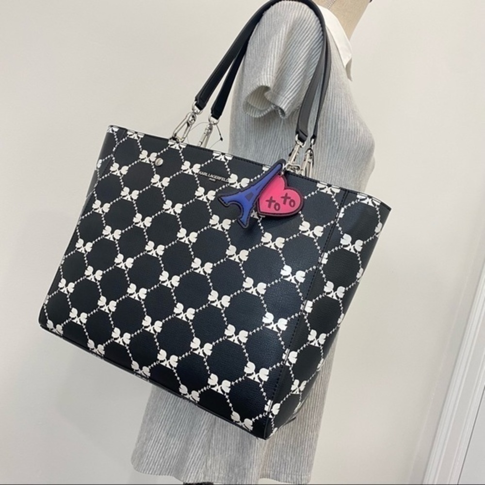 KARL LAGERFELD Tote Bag Signature Print Black - Picture 2 of 12
